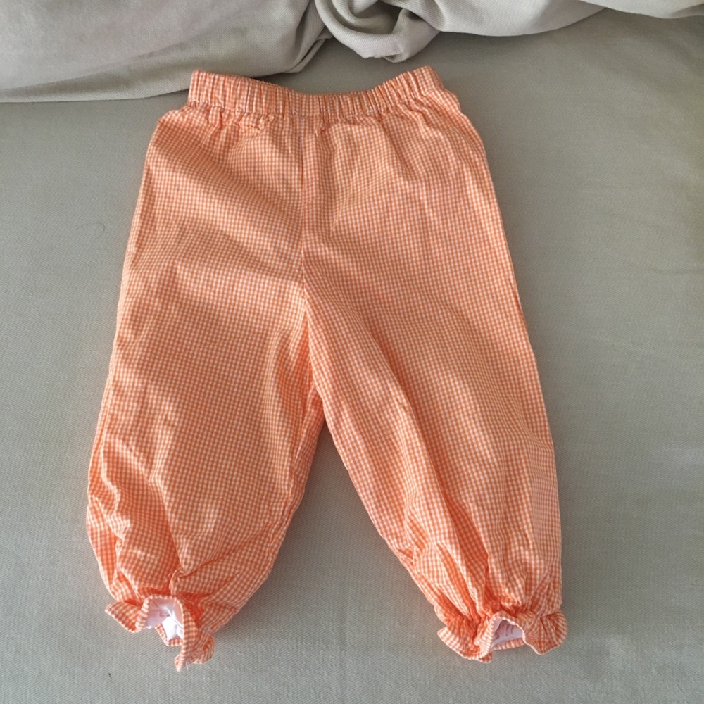 12m Orange and white gingham pants